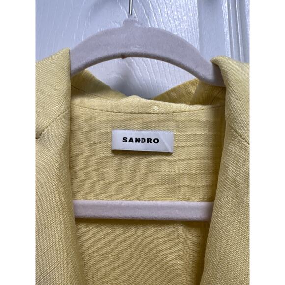 Sandro Minimalist Butter Yellow Tailored Pleated Cut Out Dress Size XS - Picture 6 of 12